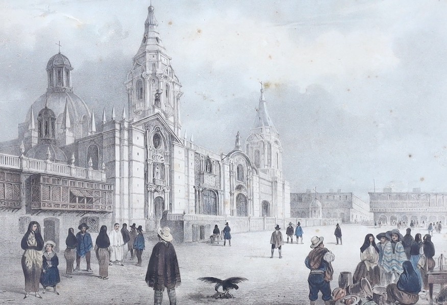 After Theodore Auguste Fisquet (1813-1890), lithography by Louis Pierre Alphonse Birchebois (1801-1850) , Three views in Lima, Peru - ‘’Pont sur le Rimac, a Lima’’, ‘’Convent de San Francisco a Lima’’ and ‘’Cathedrale de